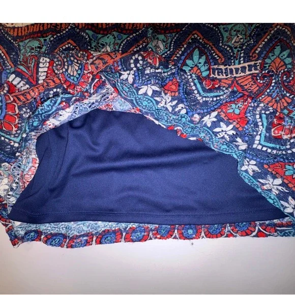 Ronni Nicole Womens Size 10 Navy Blue Red Tribal Print Sleeveless Dress - Picture 9 of 12